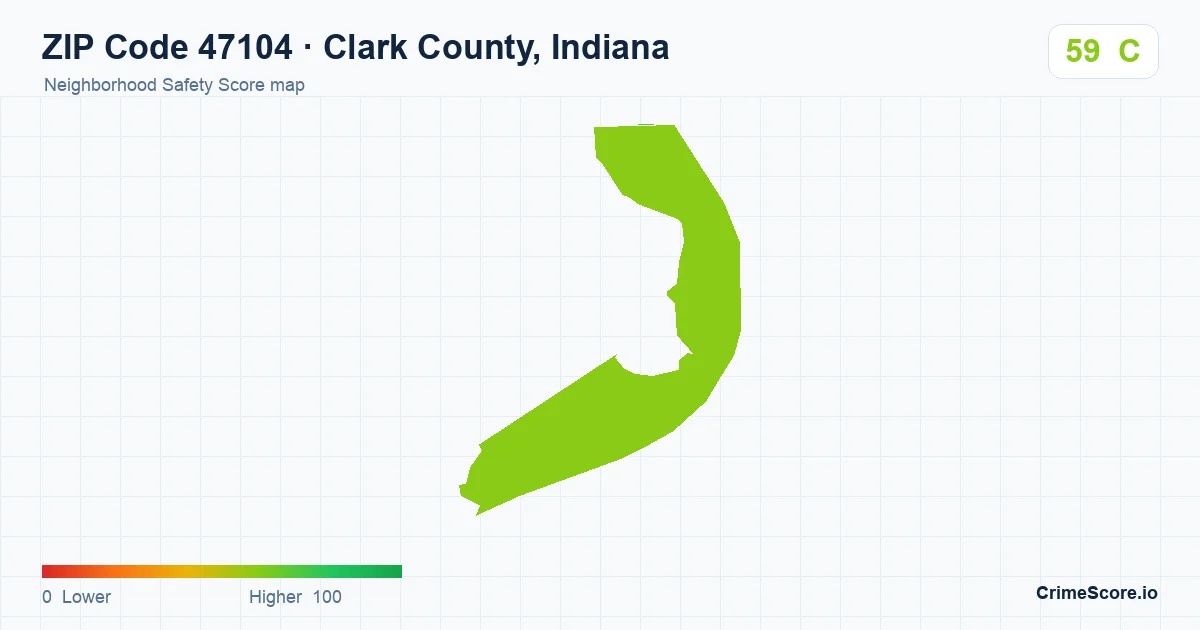 ZIP Code 47104 in Clark County, Indiana neighborhood Safety Score map