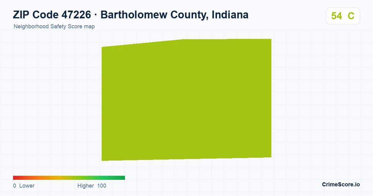 ZIP Code 47226 in Bartholomew County, Indiana neighborhood Safety Score map