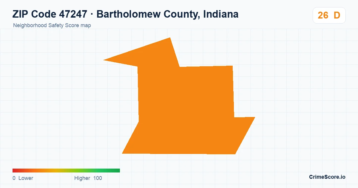 ZIP Code 47247 in Bartholomew County, Indiana neighborhood Safety Score map