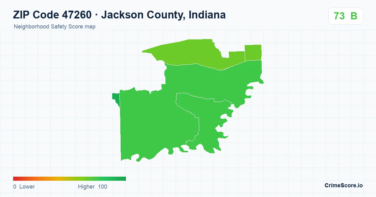 ZIP Code 47260 in Jackson County, Indiana neighborhood Safety Score map