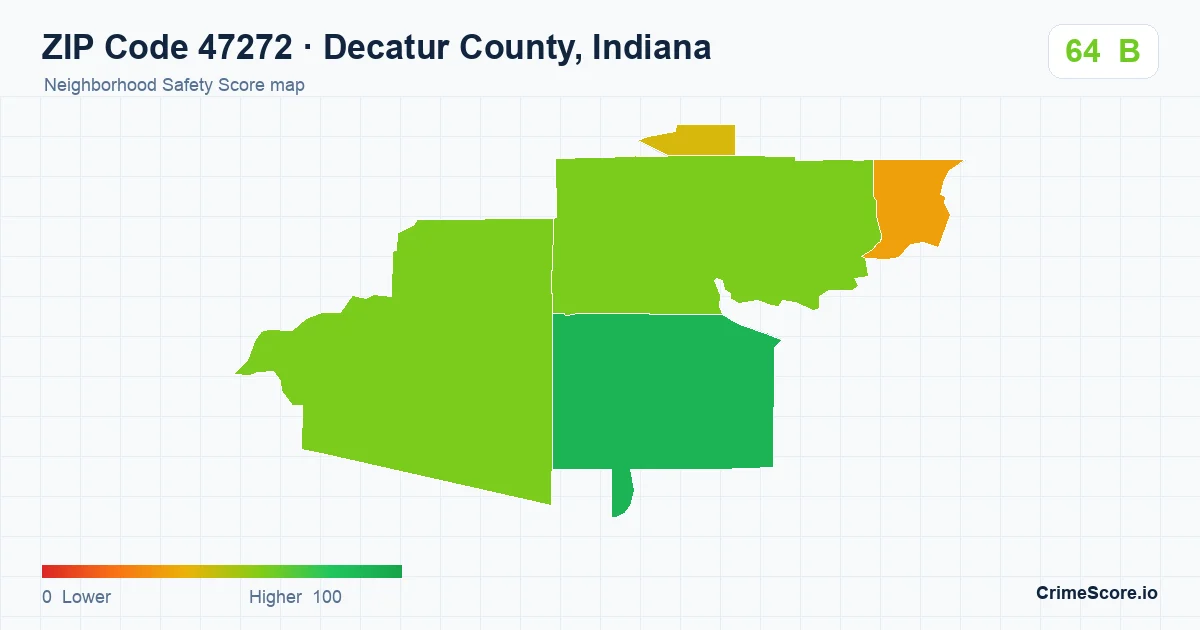 ZIP Code 47272 in Decatur County, Indiana neighborhood Safety Score map
