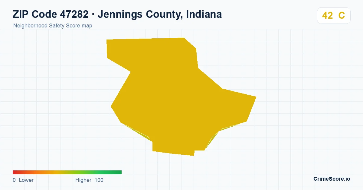 ZIP Code 47282 in Jennings County, Indiana neighborhood Safety Score map