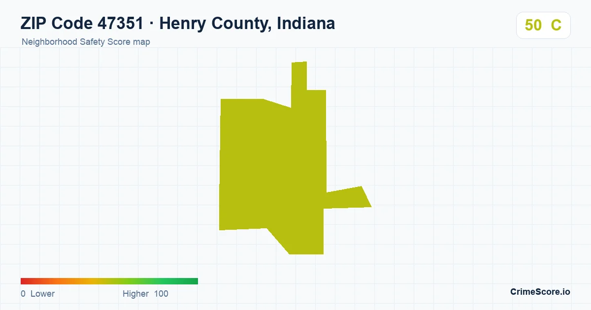 ZIP Code 47351 in Henry County, Indiana neighborhood Safety Score map
