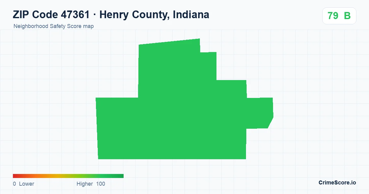 ZIP Code 47361 in Henry County, Indiana neighborhood Safety Score map