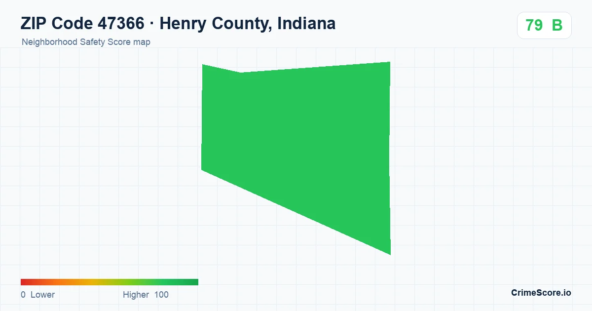 ZIP Code 47366 in Henry County, Indiana neighborhood Safety Score map