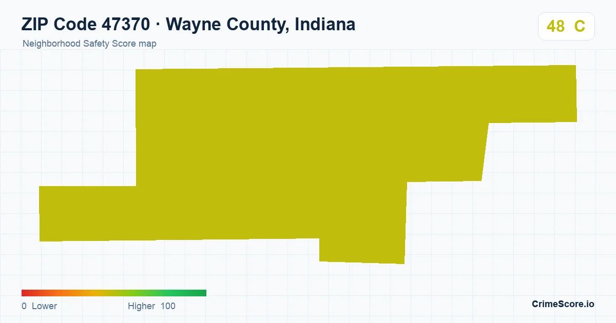 ZIP Code 47370 in Wayne County, Indiana neighborhood Safety Score map