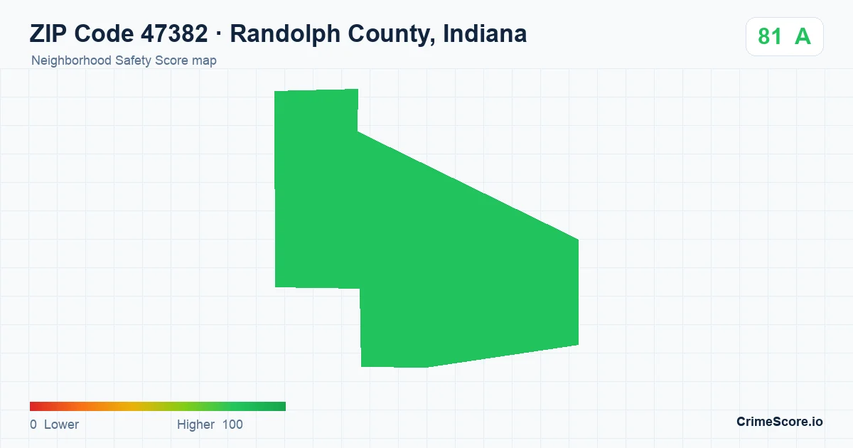 ZIP Code 47382 in Randolph County, Indiana neighborhood Safety Score map