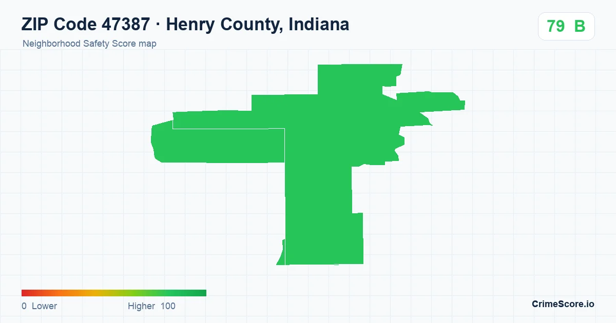 ZIP Code 47387 in Henry County, Indiana neighborhood Safety Score map