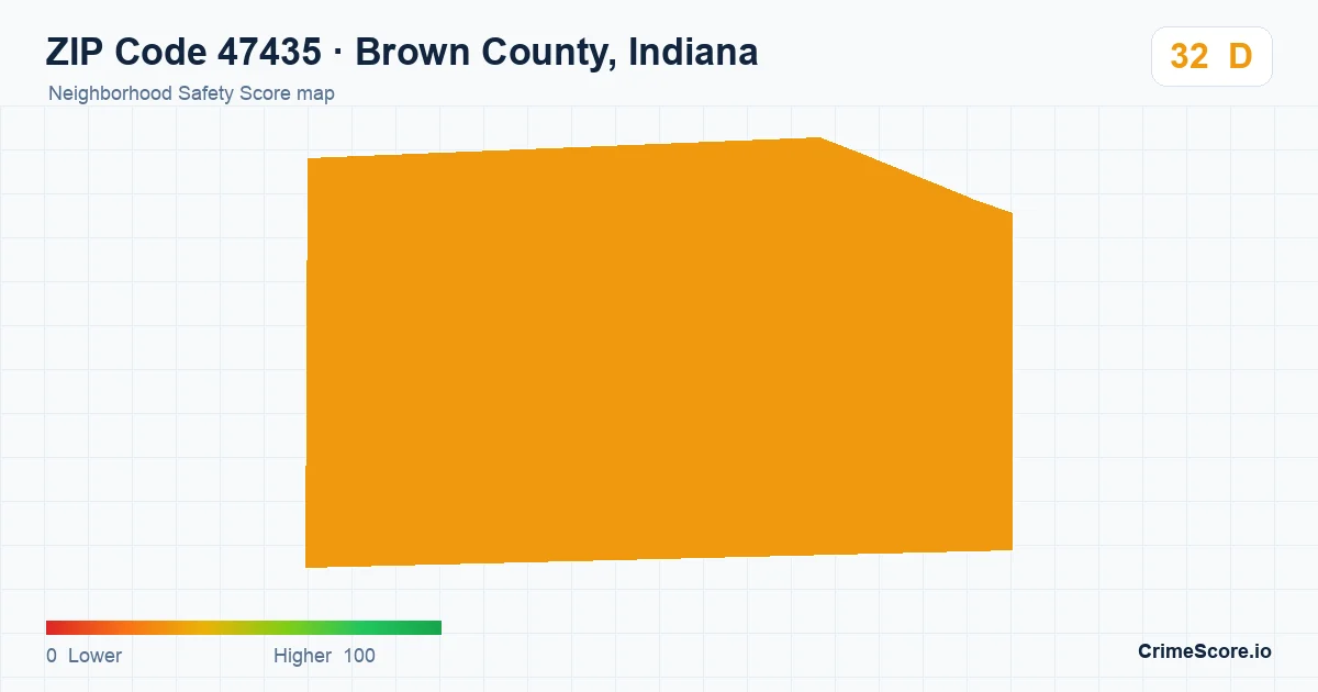 ZIP Code 47435 in Brown County, Indiana neighborhood Safety Score map