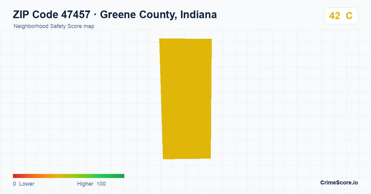 ZIP Code 47457 in Greene County, Indiana neighborhood Safety Score map