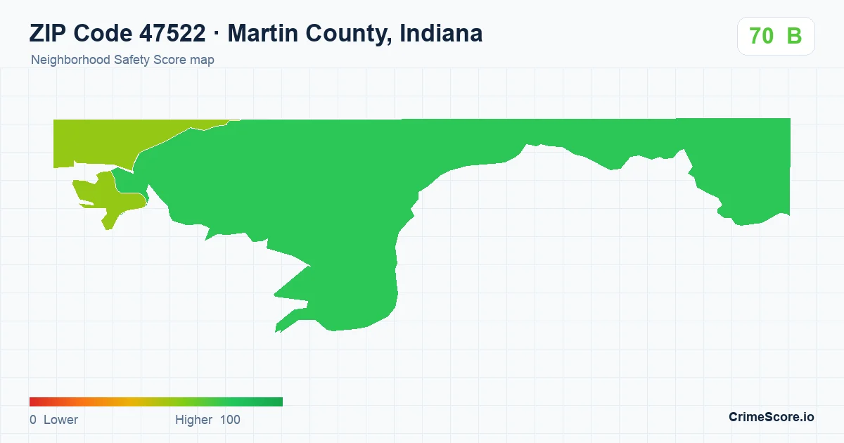 ZIP Code 47522 in Martin County, Indiana neighborhood Safety Score map