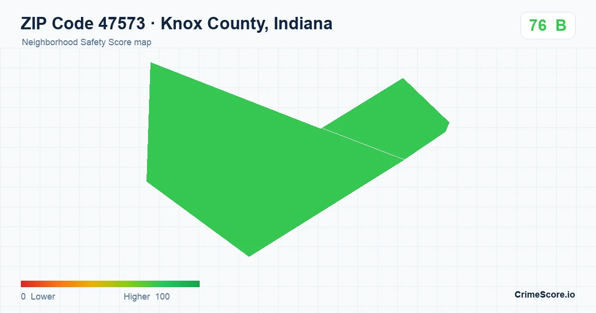 ZIP Code 47573 in Knox County, Indiana neighborhood Safety Score map