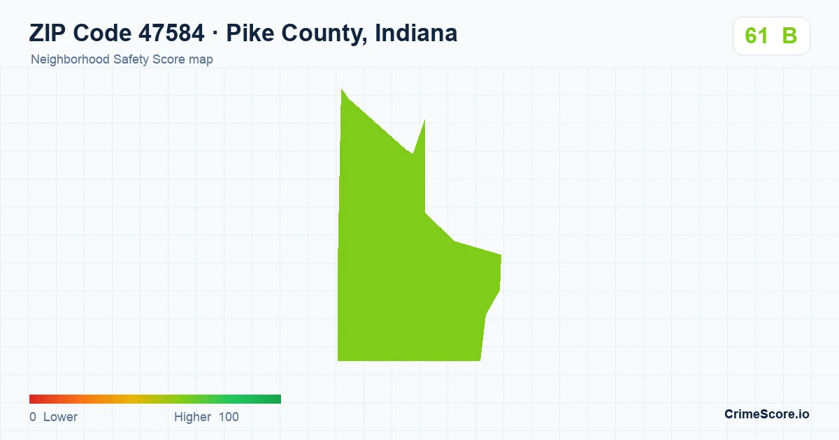 ZIP Code 47584 in Pike County, Indiana neighborhood Safety Score map