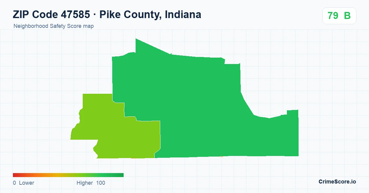 ZIP Code 47585 in Pike County, Indiana neighborhood Safety Score map