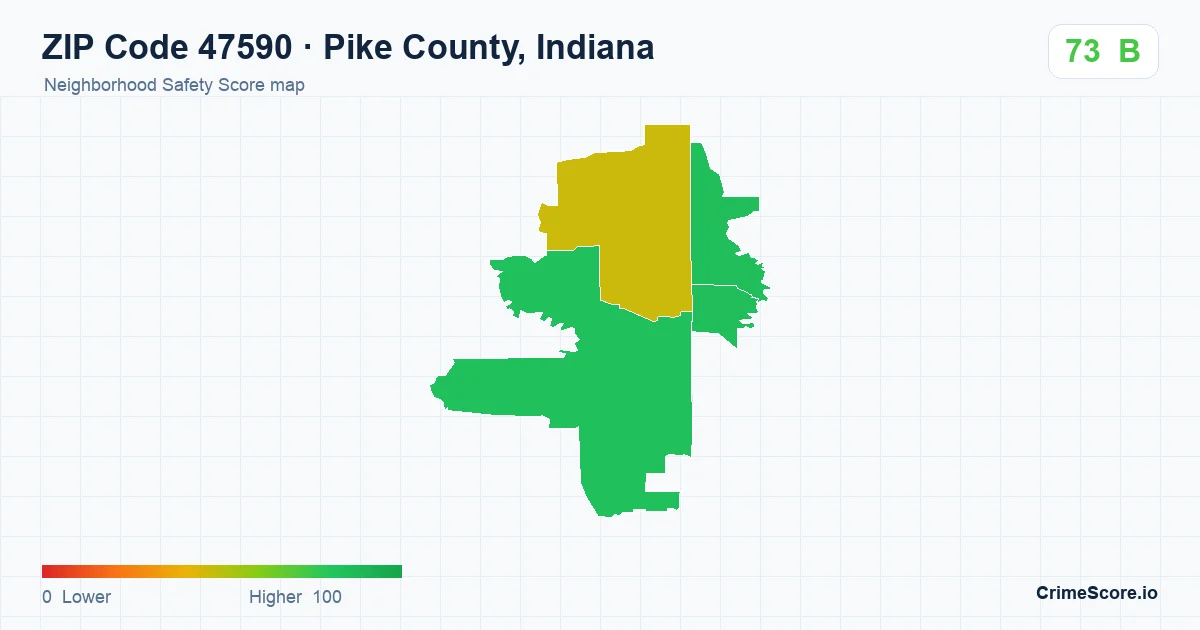 ZIP Code 47590 in Pike County, Indiana neighborhood Safety Score map