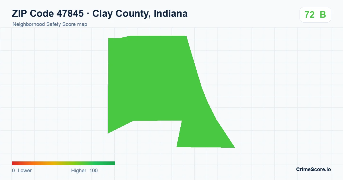 ZIP Code 47845 in Clay County, Indiana neighborhood Safety Score map