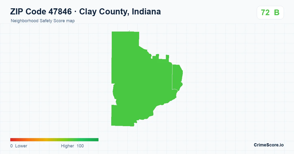 ZIP Code 47846 in Clay County, Indiana neighborhood Safety Score map