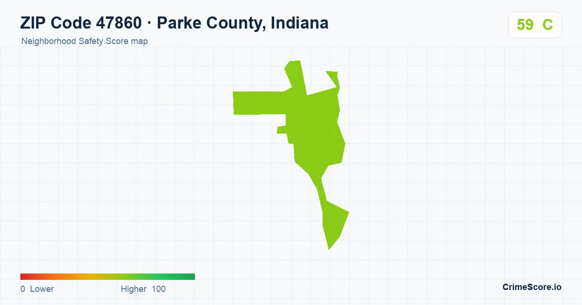 ZIP Code 47860 in Parke County, Indiana neighborhood Safety Score map