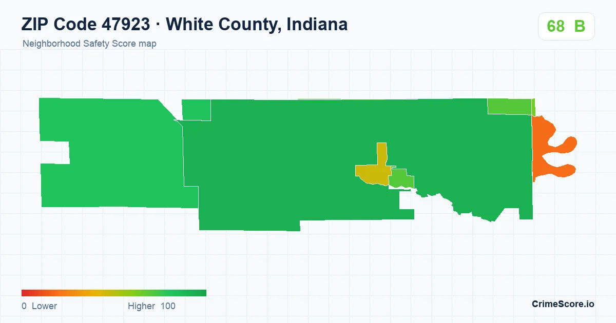 ZIP Code 47923 in White County, Indiana neighborhood Safety Score map