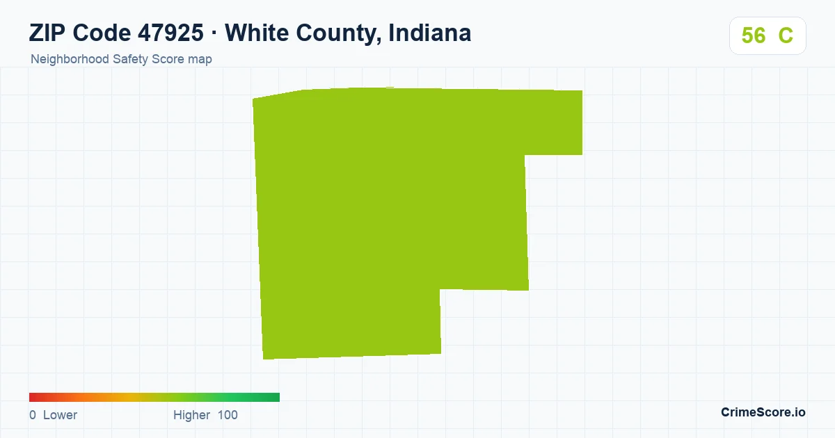 ZIP Code 47925 in White County, Indiana neighborhood Safety Score map