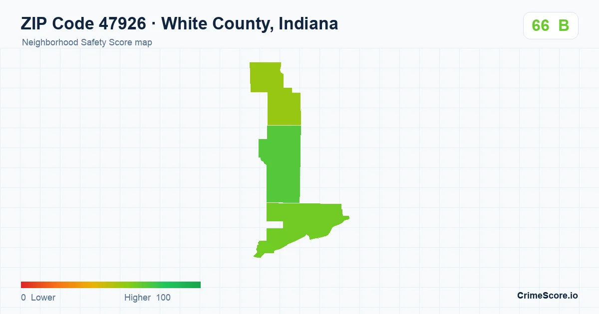 ZIP Code 47926 in White County, Indiana neighborhood Safety Score map