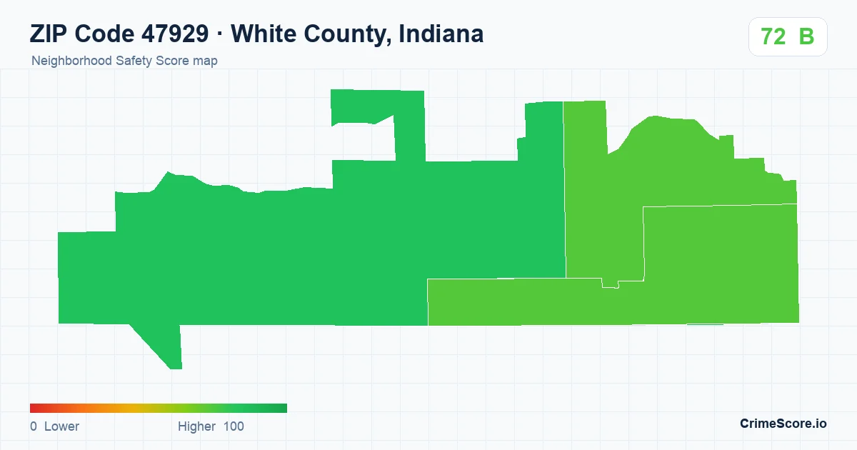 ZIP Code 47929 in White County, Indiana neighborhood Safety Score map