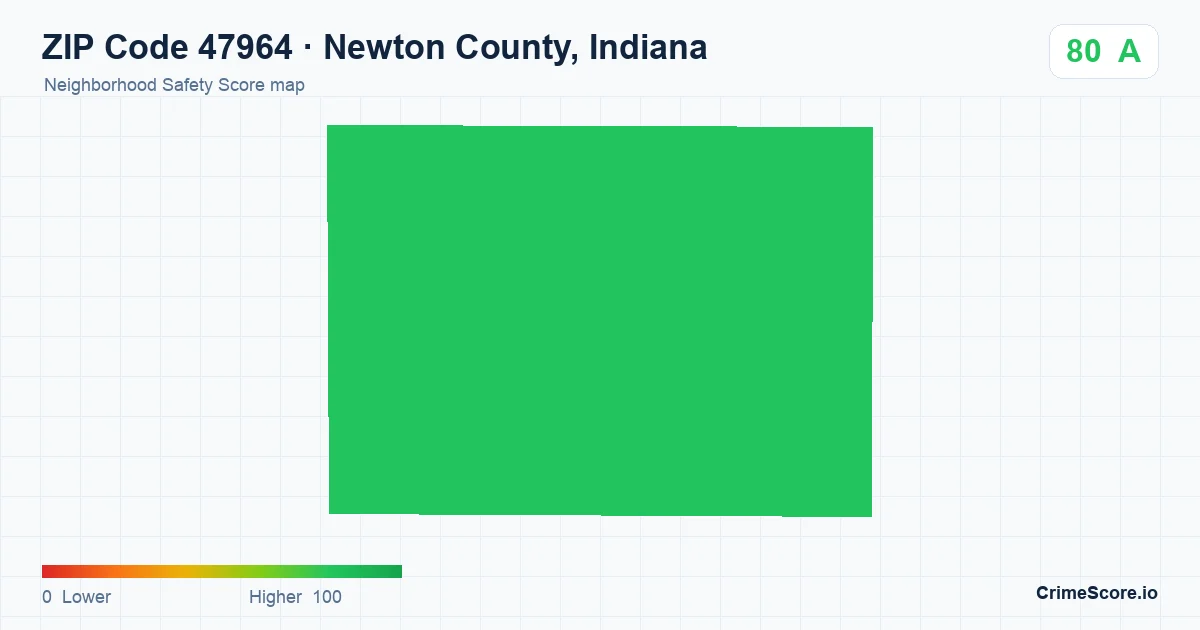 ZIP Code 47964 in Newton County, Indiana neighborhood Safety Score map