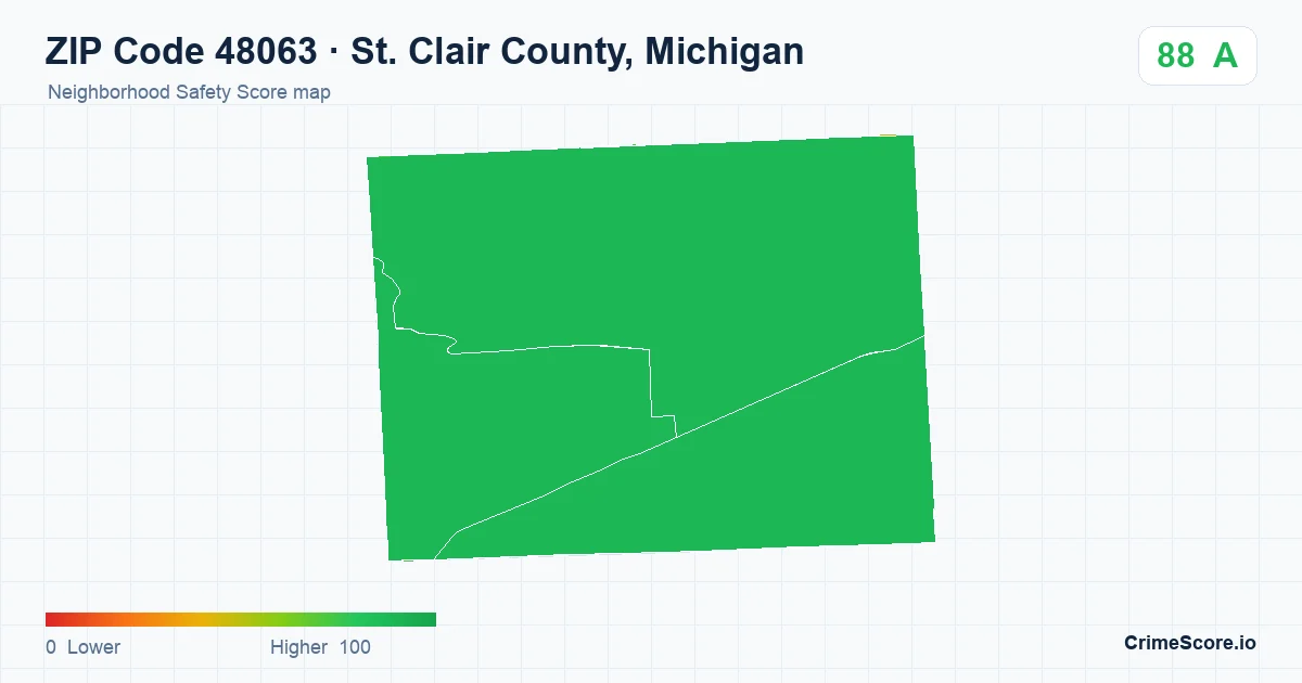 ZIP Code 48063 in St. Clair County, Michigan neighborhood Safety Score map