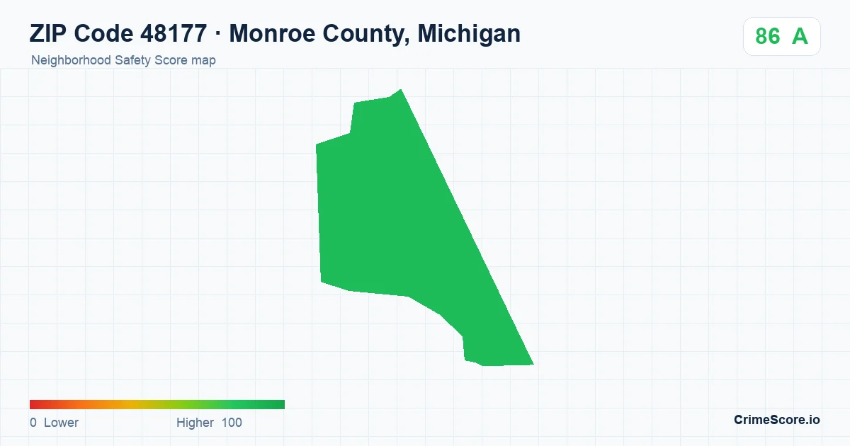 ZIP Code 48177 in Monroe County, Michigan neighborhood Safety Score map