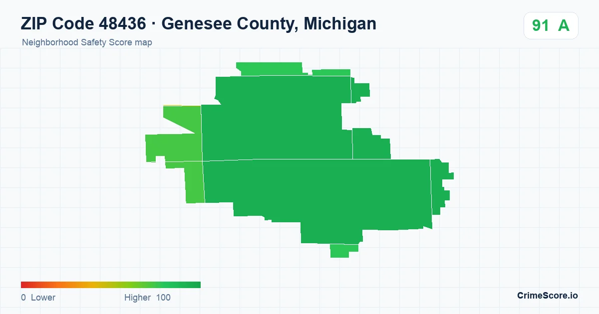 ZIP Code 48436 in Genesee County, Michigan neighborhood Safety Score map