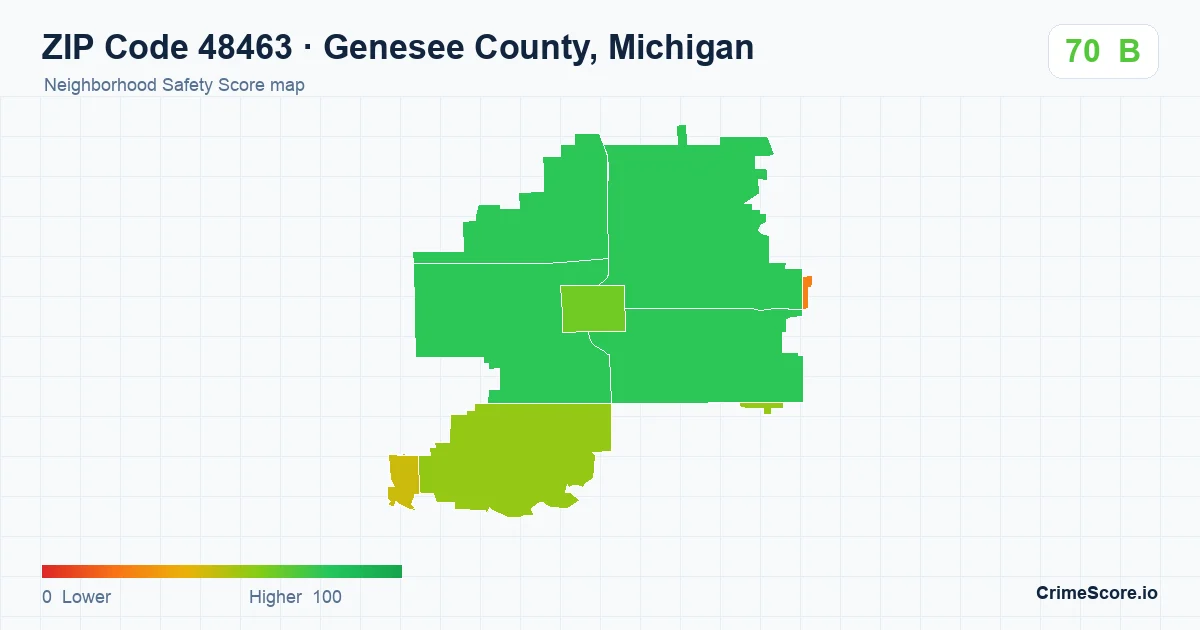 ZIP Code 48463 in Genesee County, Michigan neighborhood Safety Score map