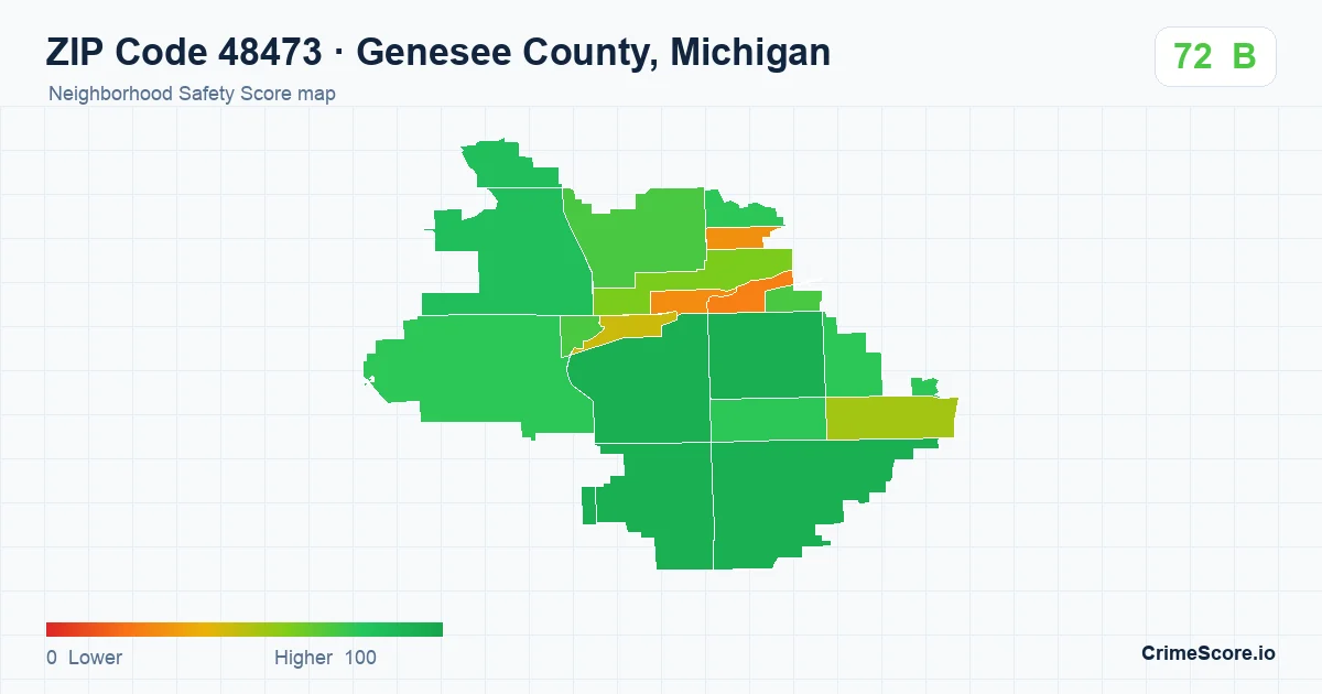 ZIP Code 48473 in Genesee County, Michigan neighborhood Safety Score map