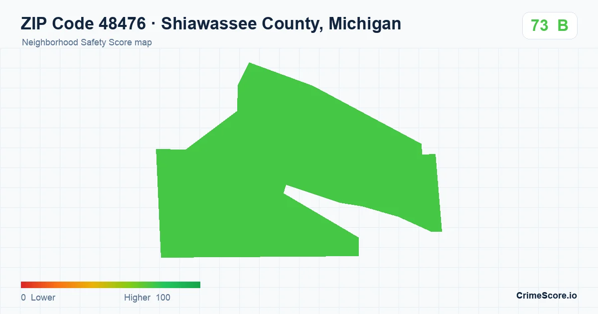 ZIP Code 48476 in Shiawassee County, Michigan neighborhood Safety Score map