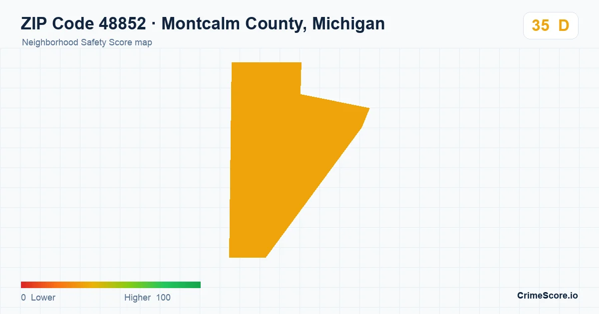 ZIP Code 48852 in Montcalm County, Michigan neighborhood Safety Score map
