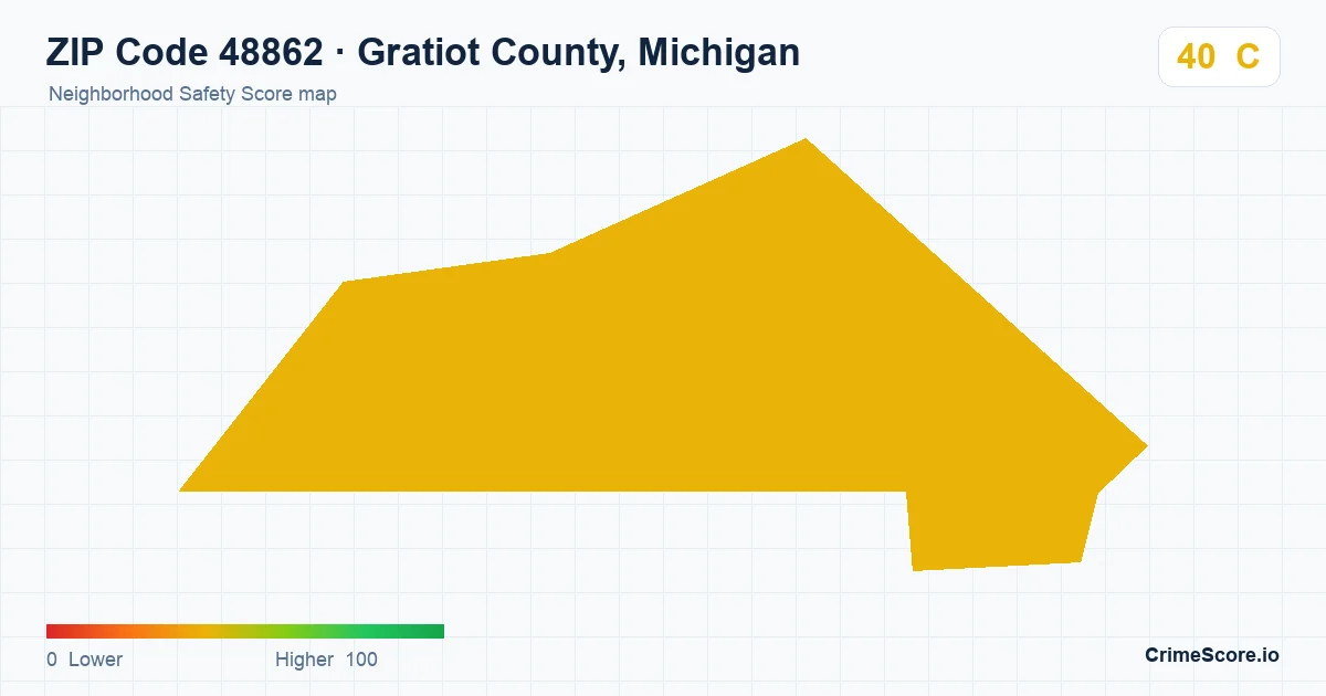 ZIP Code 48862 in Gratiot County, Michigan neighborhood Safety Score map