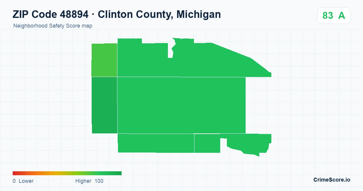 ZIP Code 48894 in Clinton County, Michigan neighborhood Safety Score map