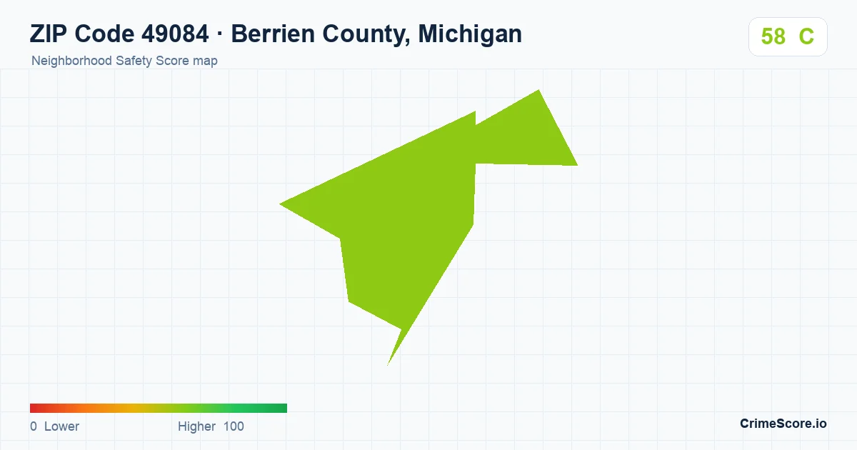 ZIP Code 49084 in Berrien County, Michigan neighborhood Safety Score map