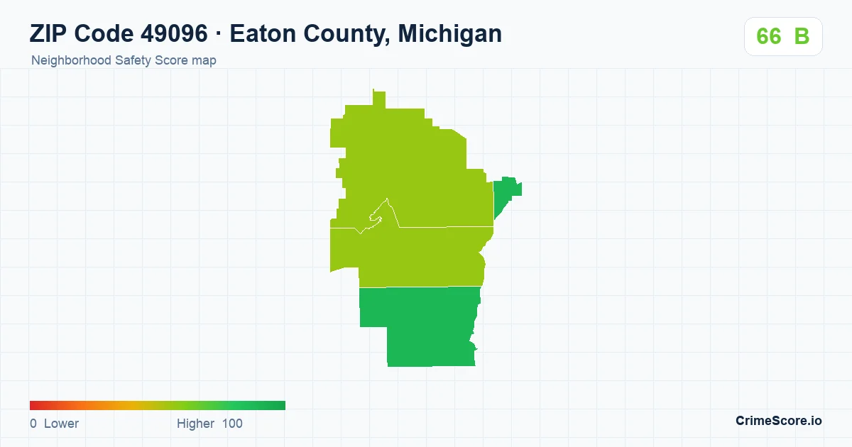 ZIP Code 49096 in Eaton County, Michigan neighborhood Safety Score map
