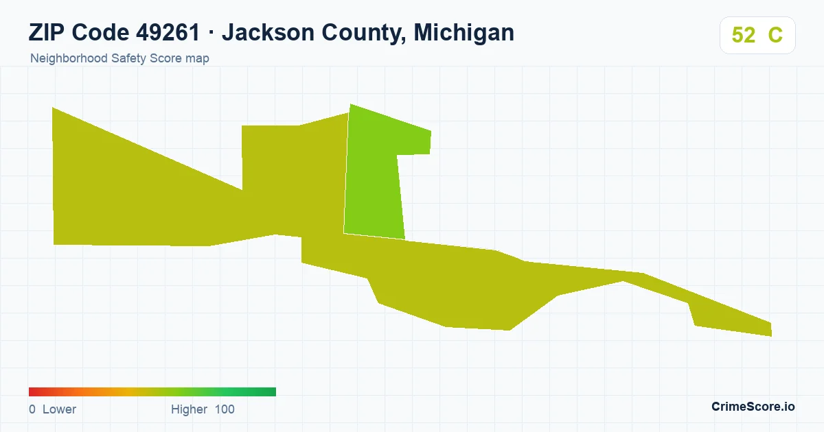 ZIP Code 49261 in Jackson County, Michigan neighborhood Safety Score map