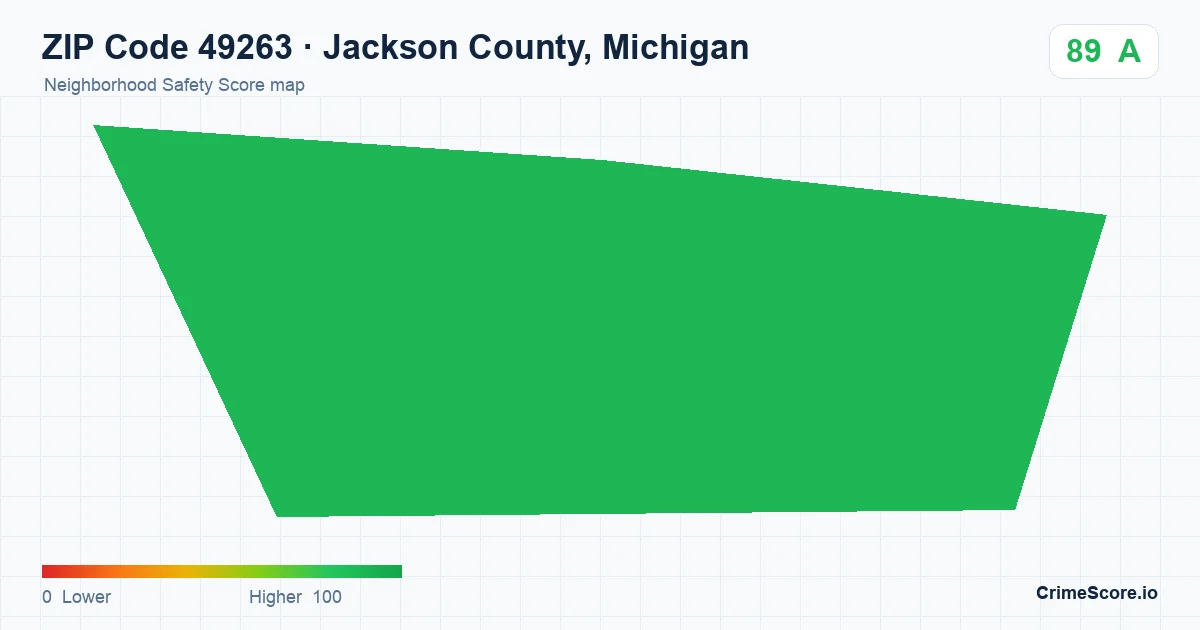 ZIP Code 49263 in Jackson County, Michigan neighborhood Safety Score map