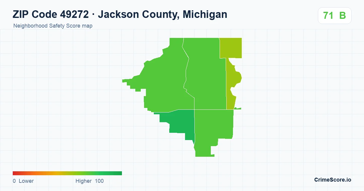 ZIP Code 49272 in Jackson County, Michigan neighborhood Safety Score map