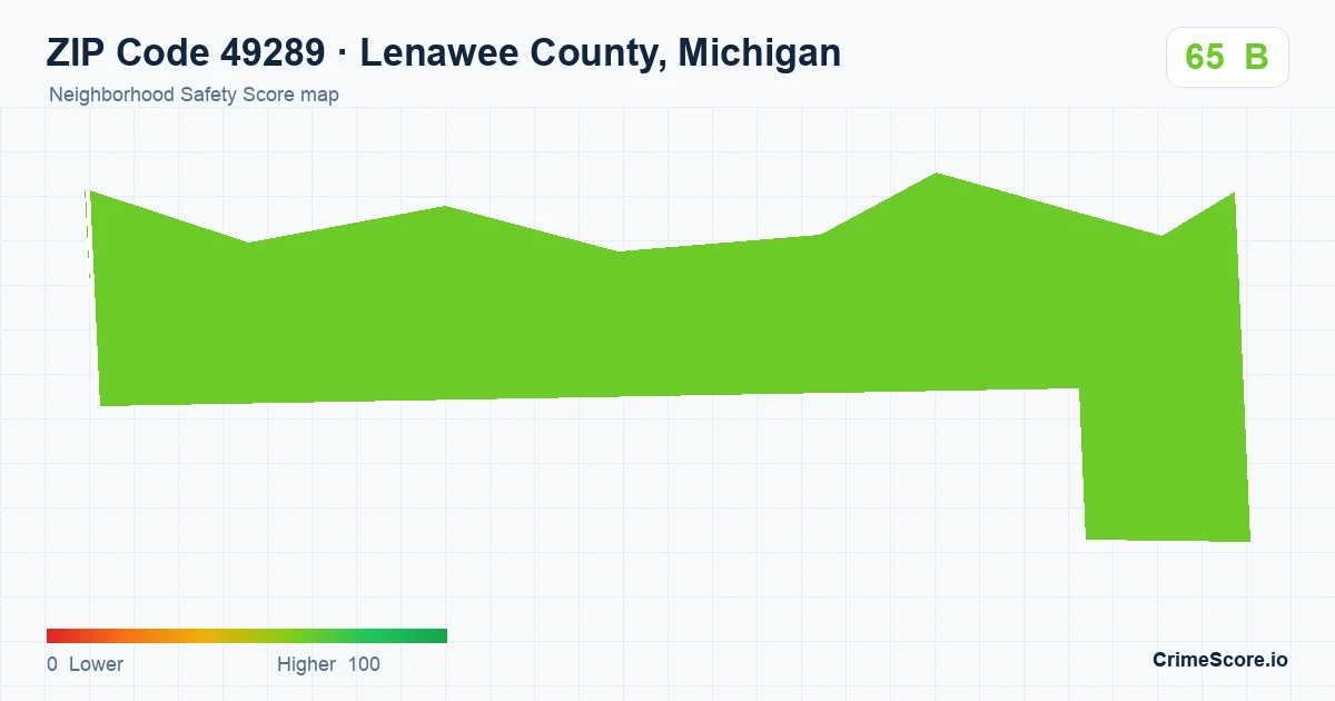 ZIP Code 49289 in Lenawee County, Michigan neighborhood Safety Score map