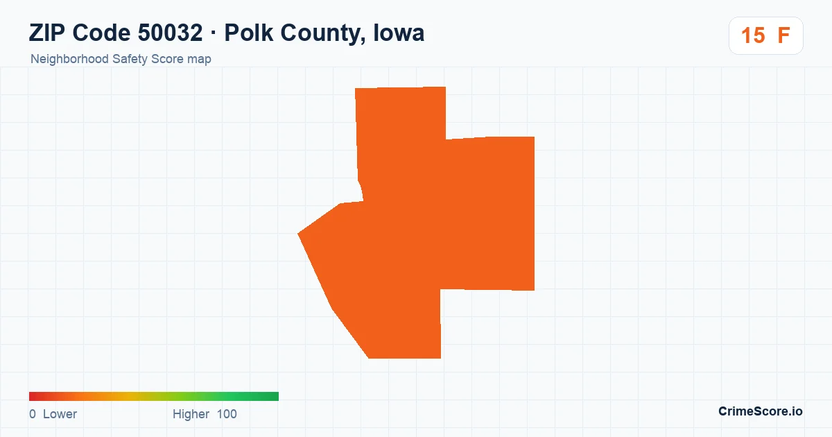 ZIP Code 50032 in Polk County, Iowa neighborhood Safety Score map
