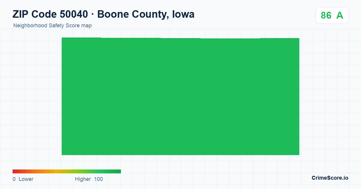 ZIP Code 50040 in Boone County, Iowa neighborhood Safety Score map