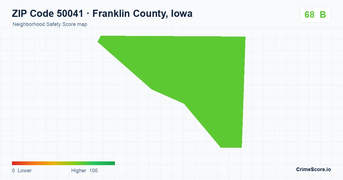 ZIP Code 50041 in Franklin County, Iowa neighborhood Safety Score map