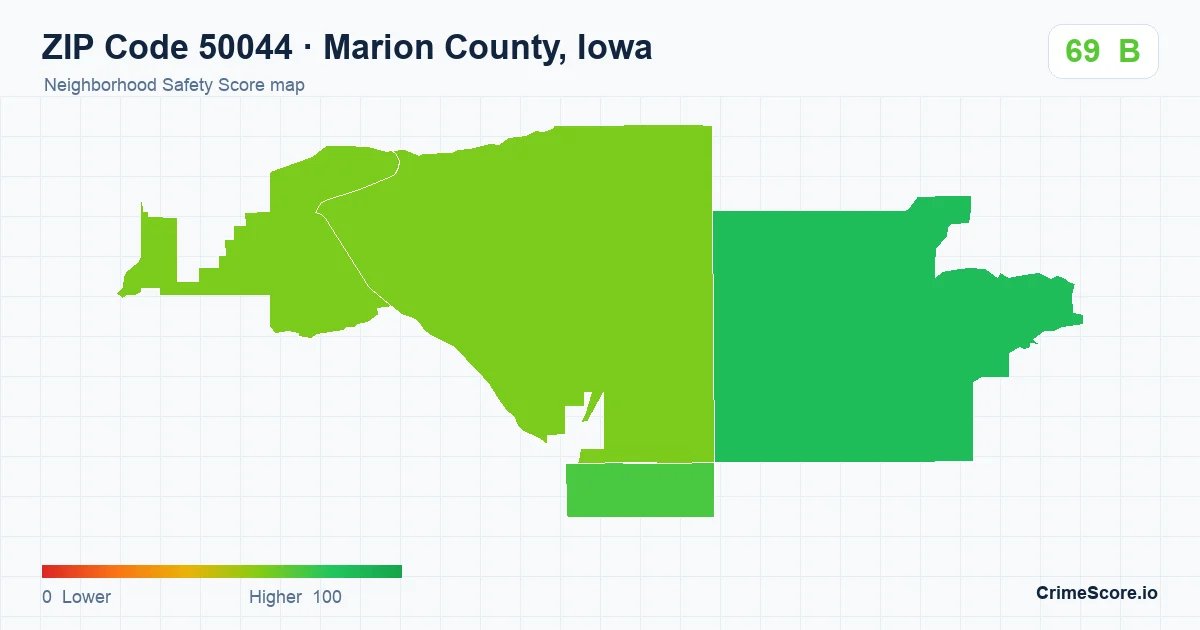 ZIP Code 50044 in Marion County, Iowa neighborhood Safety Score map