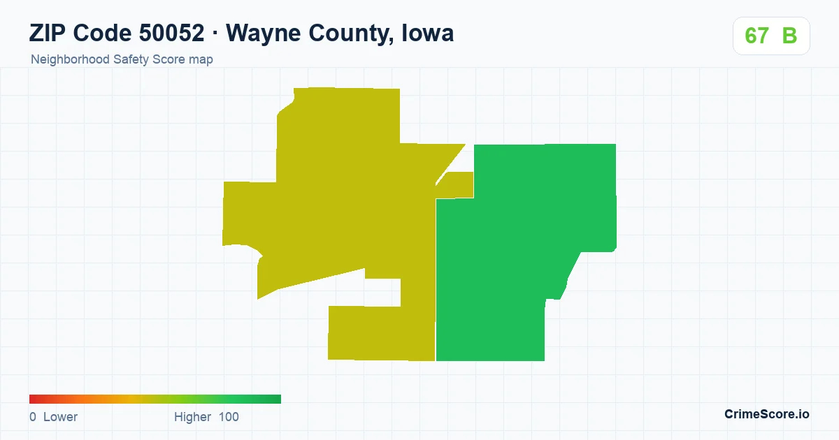 ZIP Code 50052 in Wayne County, Iowa neighborhood Safety Score map
