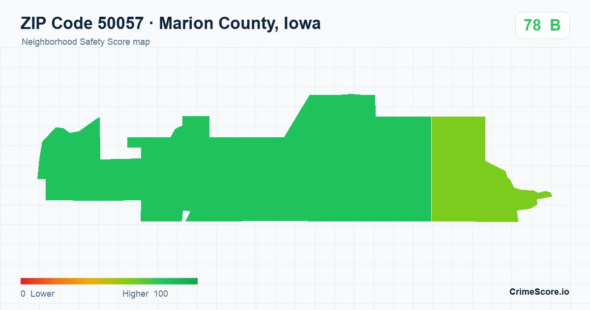 ZIP Code 50057 in Marion County, Iowa neighborhood Safety Score map