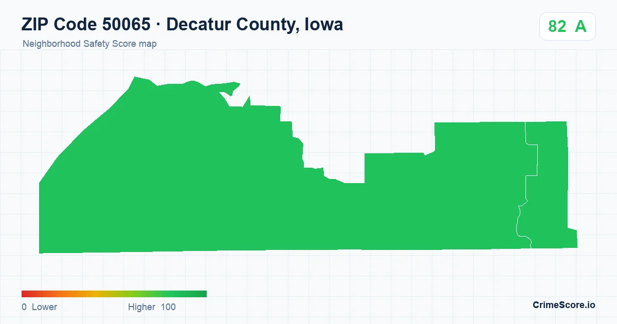 ZIP Code 50065 in Decatur County, Iowa neighborhood Safety Score map