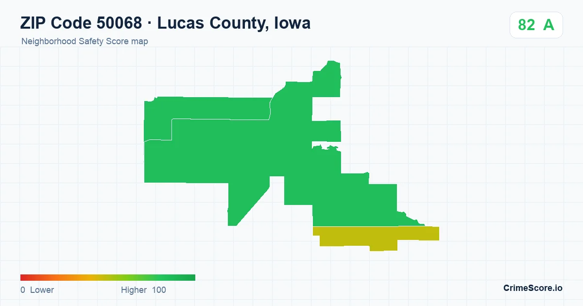 ZIP Code 50068 in Lucas County, Iowa neighborhood Safety Score map